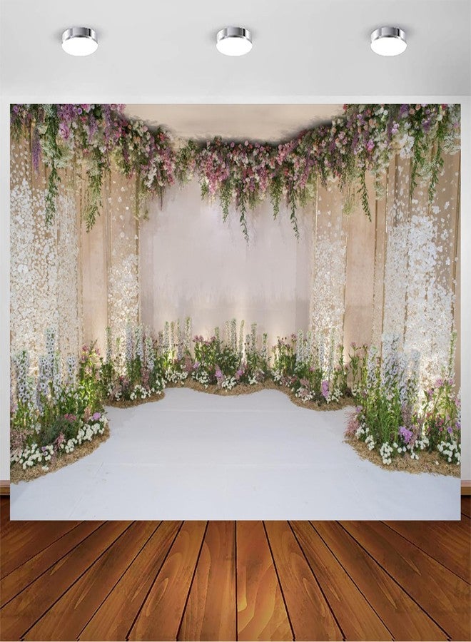 CSFOTO 10x7ft Background for Wedding Decoration Wall Valentine Vintage Photography Backdrop Romance Ceremony White Anniversary Flower Marriage Fresh Nature Photo Studio Props Vinyl Wallpaper - Image 1
