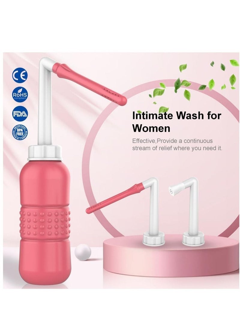 2 Pack Travel Bidet, 450ml Portable Bidets Sprayer Upside Down Squeeze Flusher Bottle Momwasher Postpartum Clean Personal Hygiene Care Portable Bidet for Travling,Kids,Eldery (Pink+Green) - Image 1