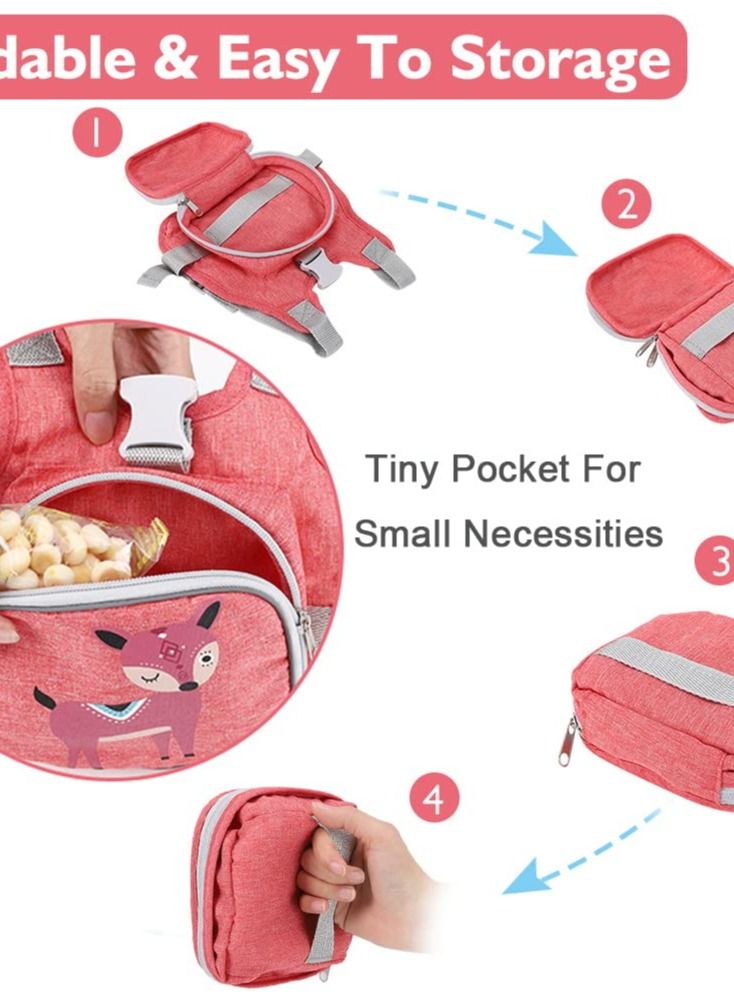 Excefore حزام حزام للأطفال الصغار + رابط معصم مضاد للضياع، أحزمة أطفال للبنات، حامل مشي لطيف على شكل غزال للأطفال وحزام سوار مضاد للضياع للاستخدام في الهواء الطلق (وردي) - Image 5