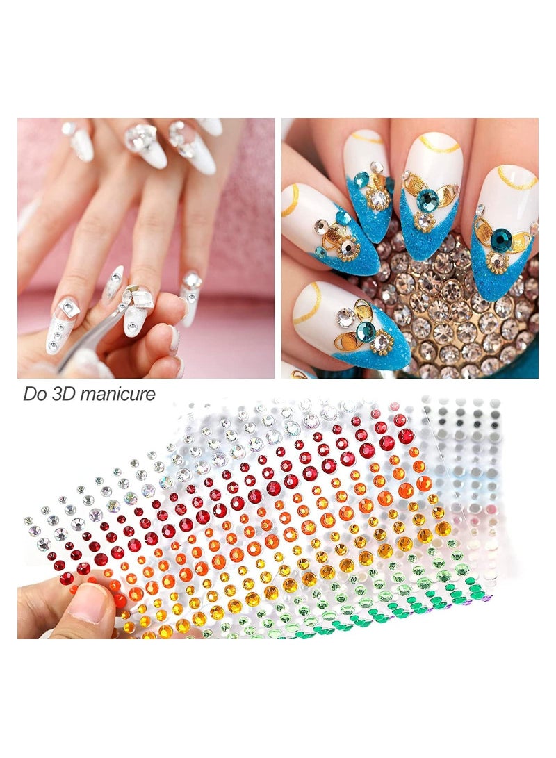 رات سو ٩٠٠ قطعة من ملصقات الراينستون اللاصقة للوجه والأظافر والهواتف المحمولة والحرف اليدوية والبطاقات لتزيينها - Image 5