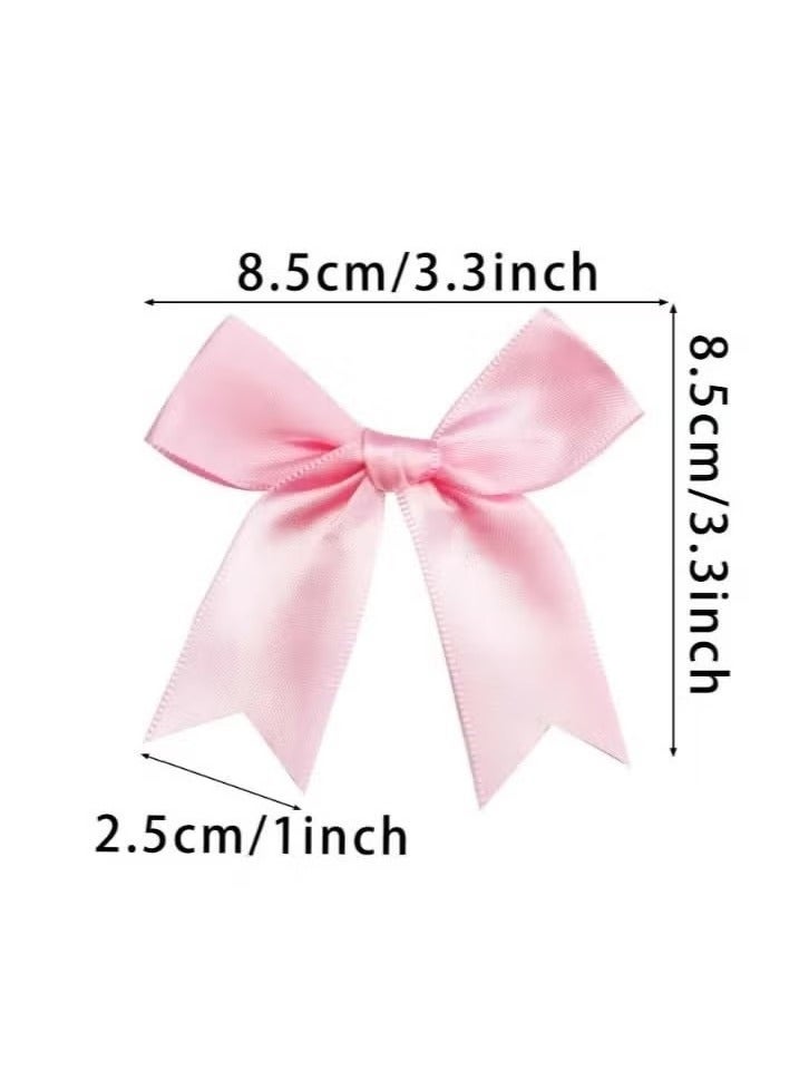 50 قطعة من شريط ساتان وردي مزين برباط على شكل فيونكة لتزيين الصناديق والهدايا في حفلات استقبال المولود الجديد وأعياد الميلاد - Image 3