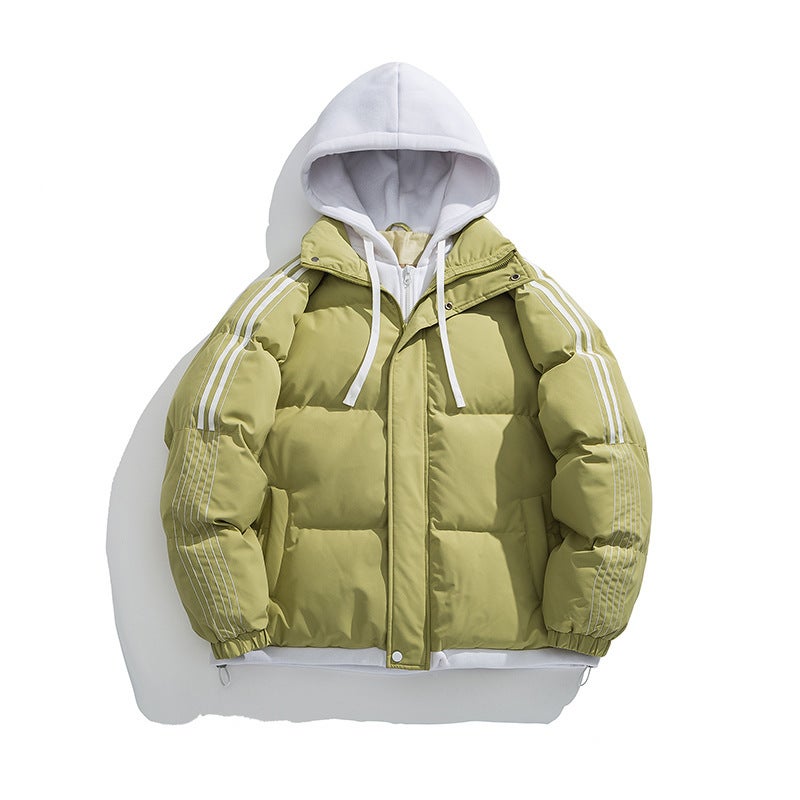 Winter American-Style Stitching Cotton-Padded Jacket Men'S Thickened Warm Youth Men'S And Women'S Fashionable Bread Coat - Image 1