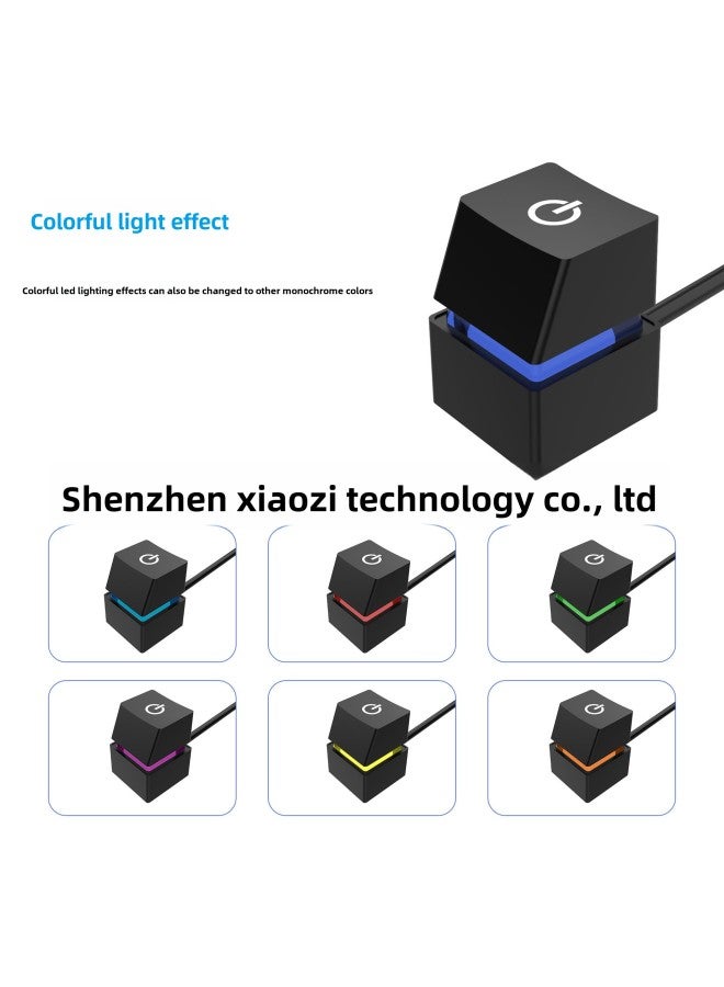 Desktop Computer Switch Extension Cable Internet Cafe Computer Startup Compact Button-Color:Black Shell Colorful Cycle 2 M Line  - Image 1