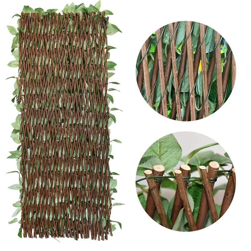 GLANT Expandable Fence Privacy Screen for Balcony Patio Outdoor,Decorative Faux Ivy Fencing Panel,Artificial Hedges (Single Sided Leaves) (1, White Rose) - Image 3