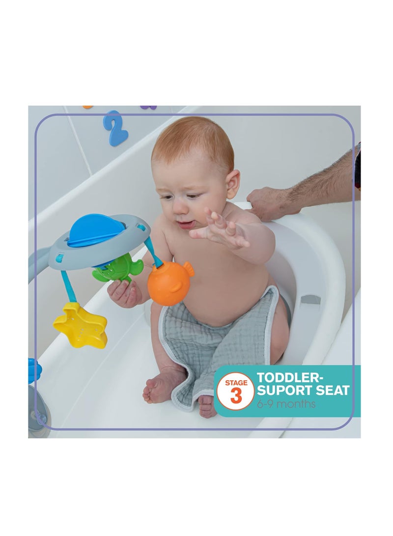 summer infant Gentle Support Multi-Stage Tub with Toys - for Ages 0-24 Months - Includes Soft Support, Toy bar and Bath Toys, A Hook for Storage and Dying, and A Drain Plug, White/Blue, One Size - Image 4