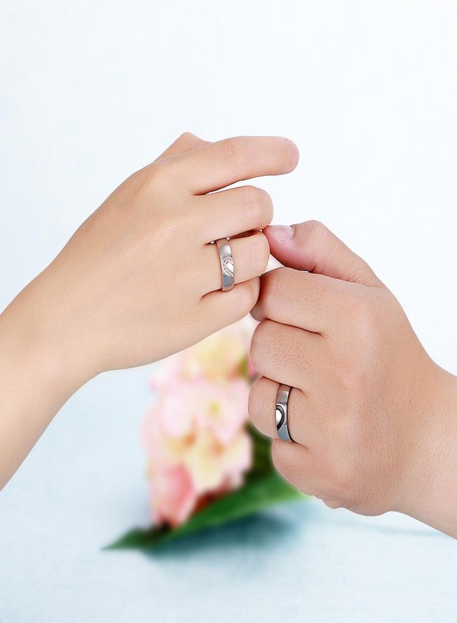 ANAZOZ Hers & Women's Stainless Steel For Real Love Heart Promise Ring Wedding Engagement Bands 6MM US Size 7 - Image 3