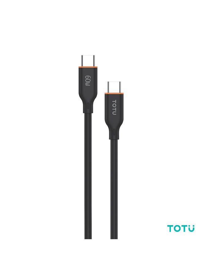 Totu 60W 6A Fast Charging USB-C to USB-C Cable | Anti-Break Soft Silicone 1.2m Data Cord for Laptops & Smartphones | CACC-400 - Image 1
