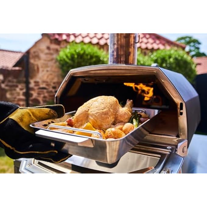 أوني صينية تحميص كبيرة غير لاصقة من الفولاذ المقاوم للصدأ مقاس 17 × 12 مع رف ولوح خشبي لتقطيع اللحوم، وعاء تحميص آمن للاستخدام في الفرن - Image 5