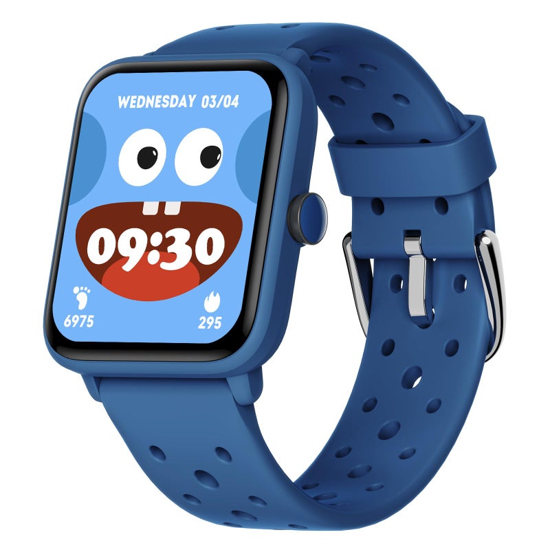 BIGGERFIVE Smart Watch for Kids Without APP, Fitness Tracker Watch Pedometer, Heart Rate, 5ATM Waterproof, Sleep Monitor, Calorie Step Counter, Games, Alarm Clock for Boys Girls 5-14, Porous Blue - Image 1