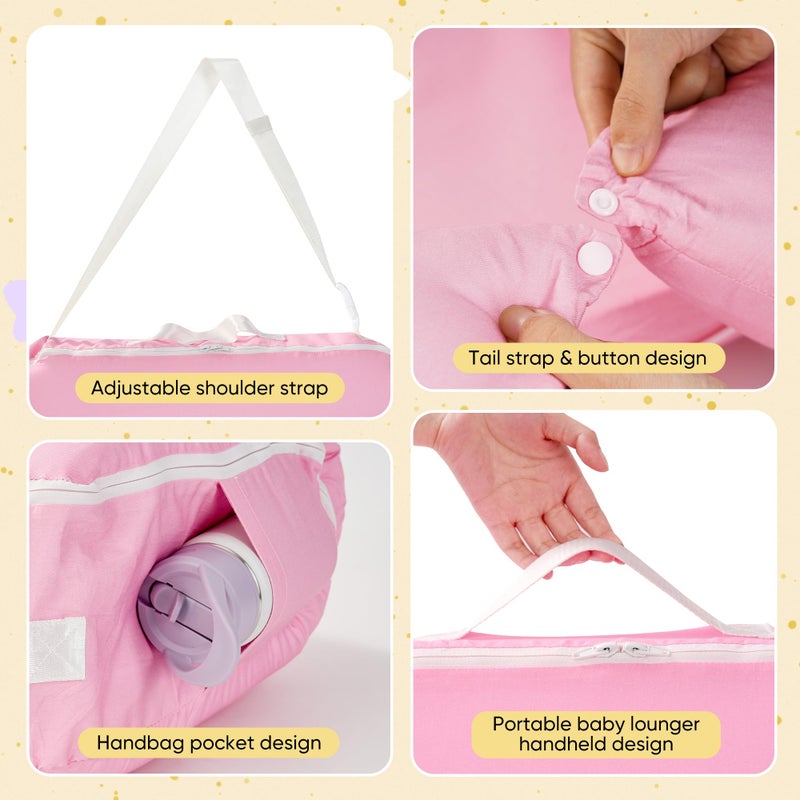 Miereirl Baby Lounger for Newborn, Dock A Tot & Baby Lounger Pillow with Soft Cotton, Infant Lounger for 0-24 Months, Baby Nest Lounger, Essentials Gifts Nest Cover - Pink - Image 4