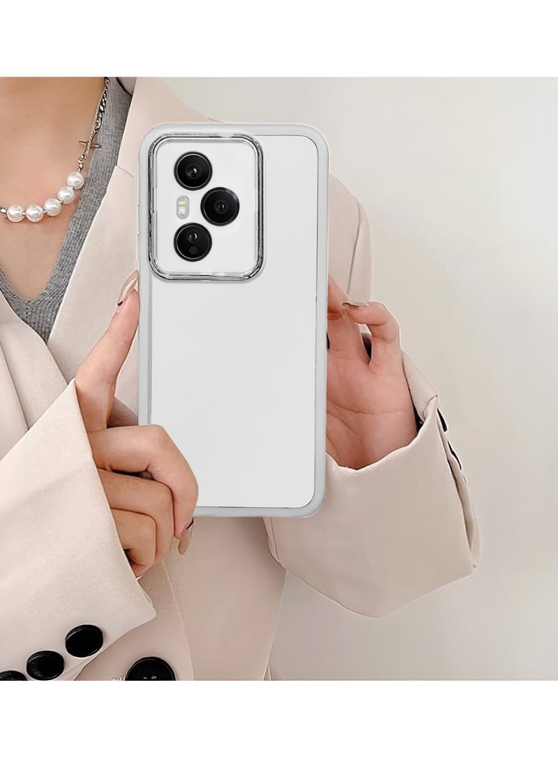Wtech Honor 400 Pro 5G 2025 Soft Transparent TPU Camera Lens Protection Silicone Ultra Thin Phone Stylish Electroplated Camera Border Back Case Cover - White - Image 4