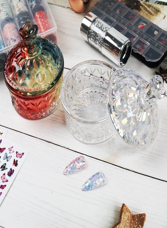 BQAN 100ml Large Nail Dappen Dish, Dazzling Crystal Dappen Dish with Lid, Damping Dish for Nails Holding Acrylic Liquid Acrylic Powder Nail Decor, Dappen Monomer Holder Dish (Laser Color) - Image 4