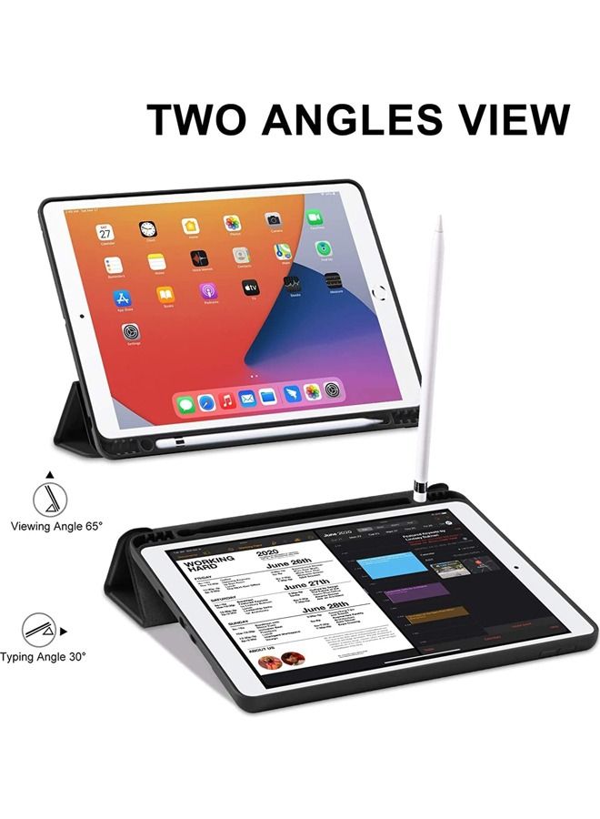 iPad 9th/8th/7th Generation case 2021/2020/2019 iPad 10.2-Inch Case with Pencil Holder Sleep/Wake Slim Soft TPU Back Smart Magnetic Stand Protective Cover Cases Black - Image 2