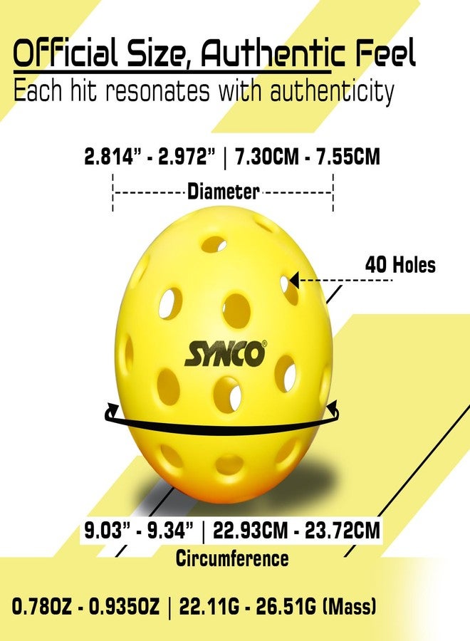 Synco Pickleball Ball | S40 Outdoor Pickleball Balls | Durable High-Bounce Tournament Ball | Balanced Performance for All Skill Levels | Premium Training Balls, Set of 6 | Official Size & Weight - Image 5