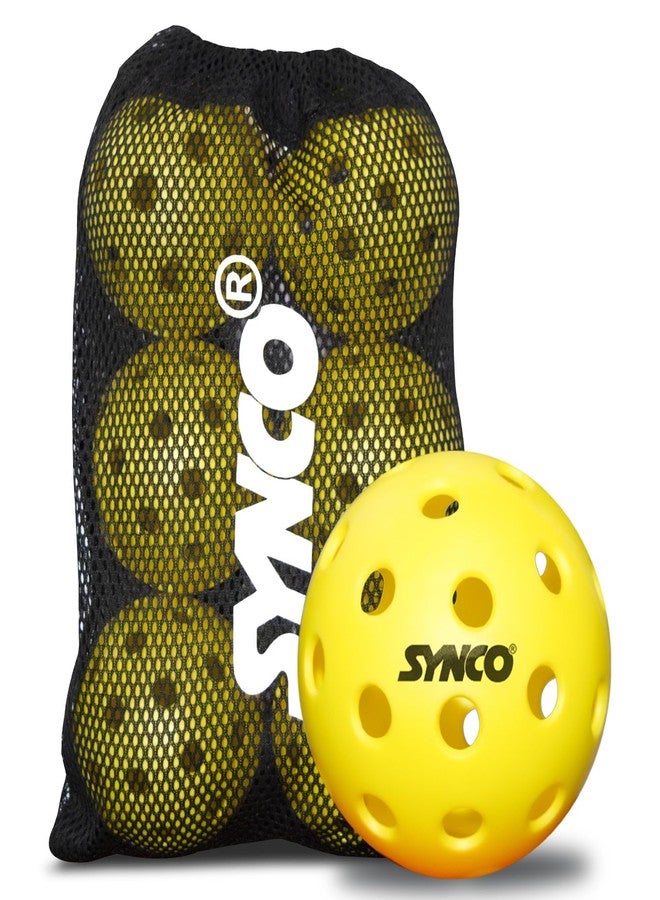 Synco Pickleball Ball | S40 Outdoor Pickleball Balls | Durable High-Bounce Tournament Ball | Balanced Performance for All Skill Levels | Premium Training Balls, Set of 6 | Official Size & Weight - Image 1