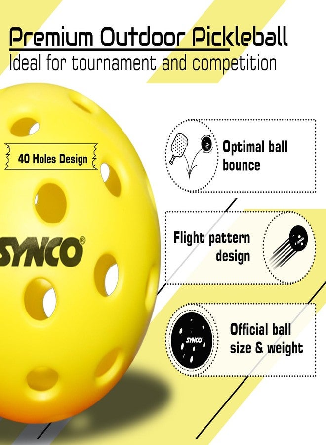 Synco Pickleball Ball | S40 Outdoor Pickleball Balls | Durable High-Bounce Tournament Ball | Balanced Performance for All Skill Levels | Premium Training Balls, Set of 6 | Official Size & Weight - Image 2