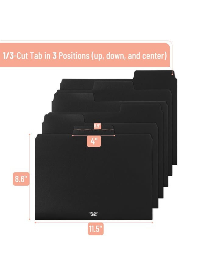 Mr. Pen Black File Folders Letter Size, 6 Pack, 1/3 Cut Tab & Expandable Design, 24 pcs of Labels, File Folders Black - Image 3