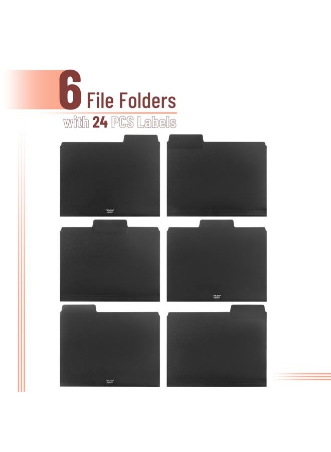 Mr. Pen Black File Folders Letter Size, 6 Pack, 1/3 Cut Tab & Expandable Design, 24 pcs of Labels, File Folders Black - Image 2