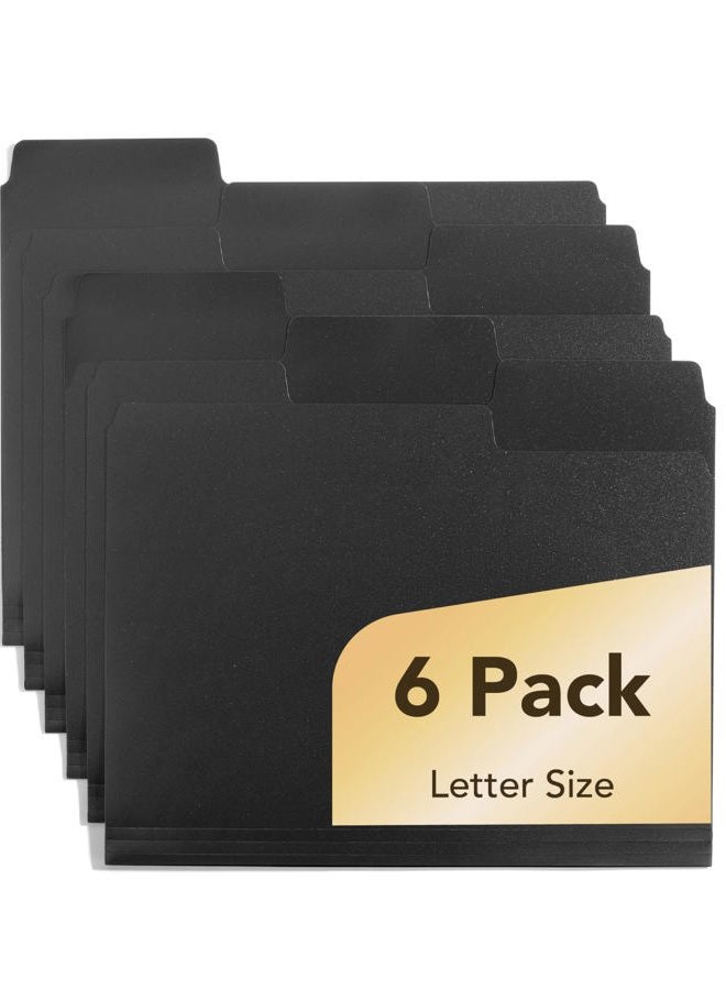 Mr. Pen Black File Folders Letter Size, 6 Pack, 1/3 Cut Tab & Expandable Design, 24 pcs of Labels, File Folders Black - Image 1