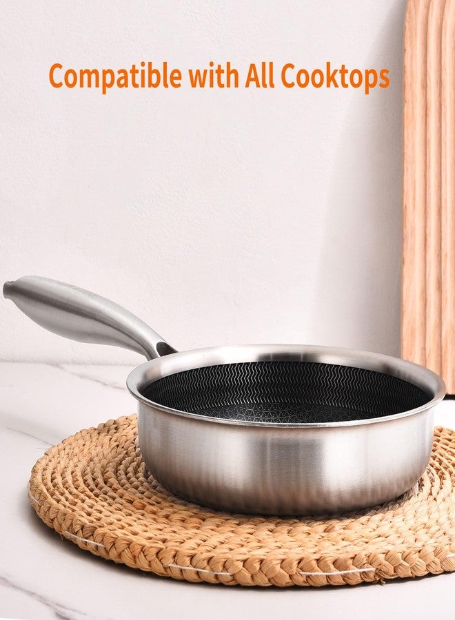 DELARLO 8 inch Tri-Ply Stainless Steel Omelette Pans Nonstick Frying Pan, 8" Small Egg Pan Durable Chef's Pan,Induction Kitchen Skillets, Compatible with All Cooktops - Image 5