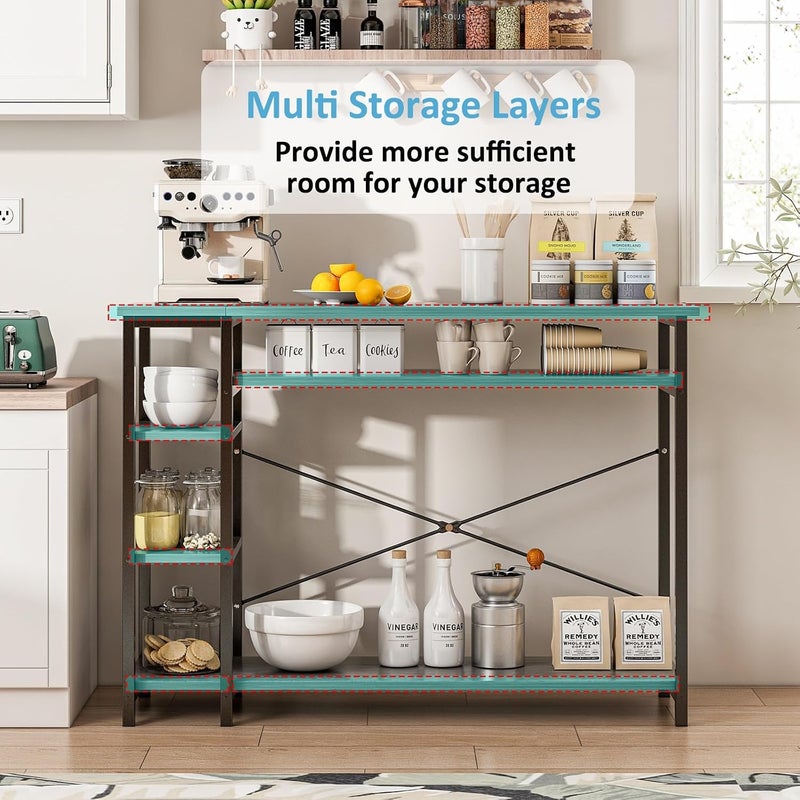 JOYSEUS Console Table for Entryway, X-Shape Design Console Table with 4 Tier Storage Shelves, Extra Long Sofa Table for Hallway, Living Room, Kitchen, Easy Assembly, Modern Style (grey, 130*35*90cm) - Image 5