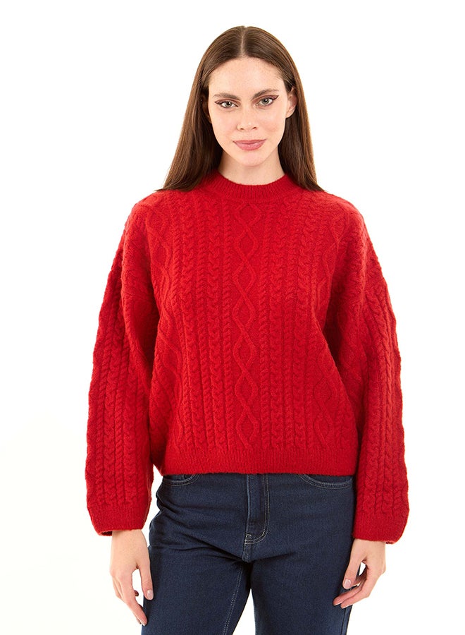 Premoda Permoda Women Pullover Cable Tangerine - Image 2