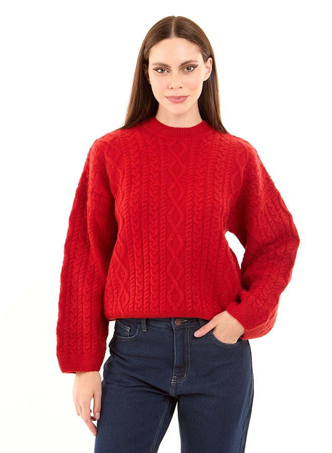 Premoda Permoda Women Pullover Cable Tangerine - Image 1