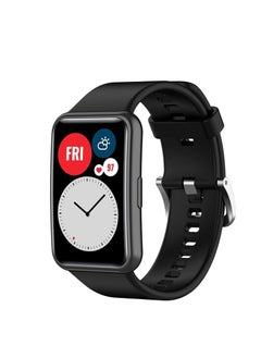 Generic Generic Soft Silicone Sport Band Stripe Silicone Wrist Strap Replacement for Huawei Watch Fit Fitness Smart Watch Huawei Fit - Black  - Image 2