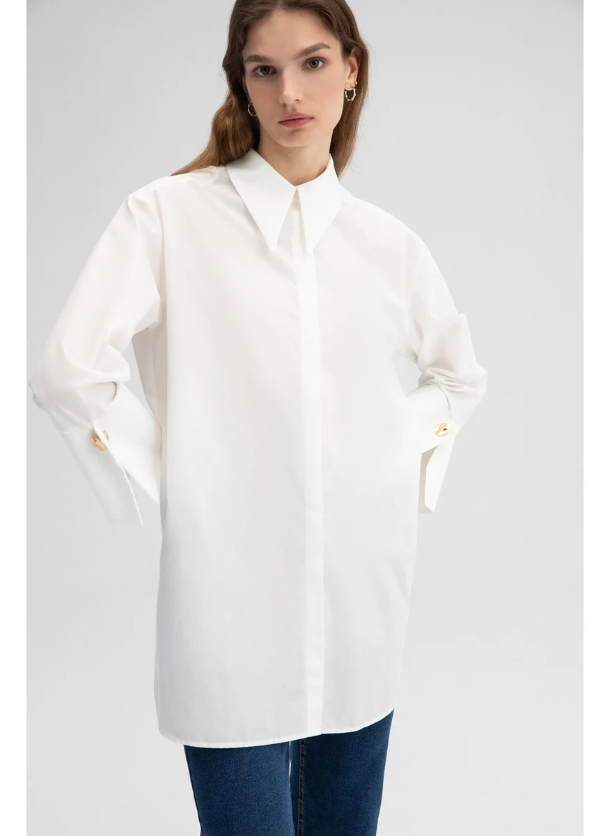 تاتشي Wide Cuff Poplin Shirt