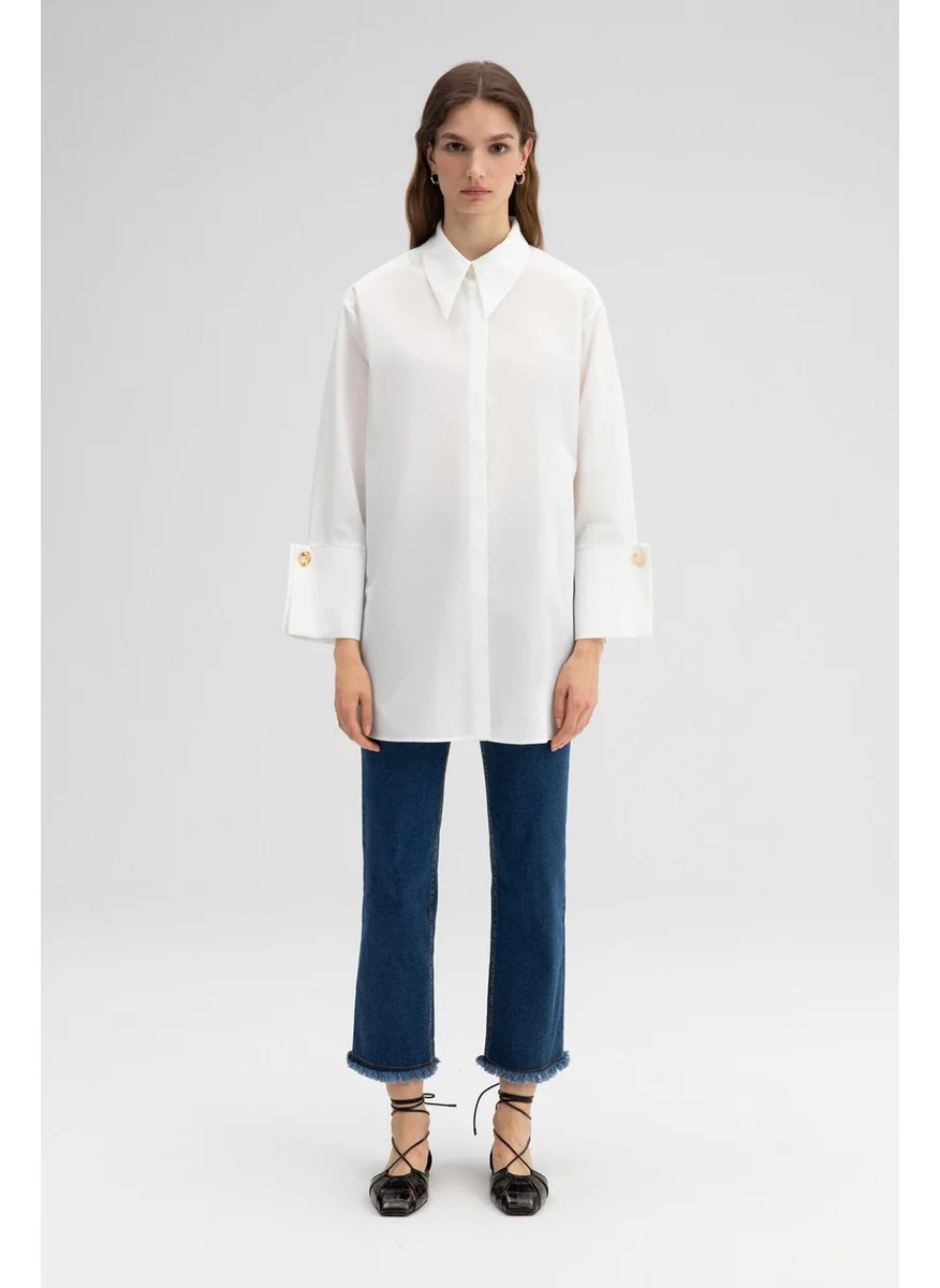 تاتشي Wide Cuff Poplin Shirt