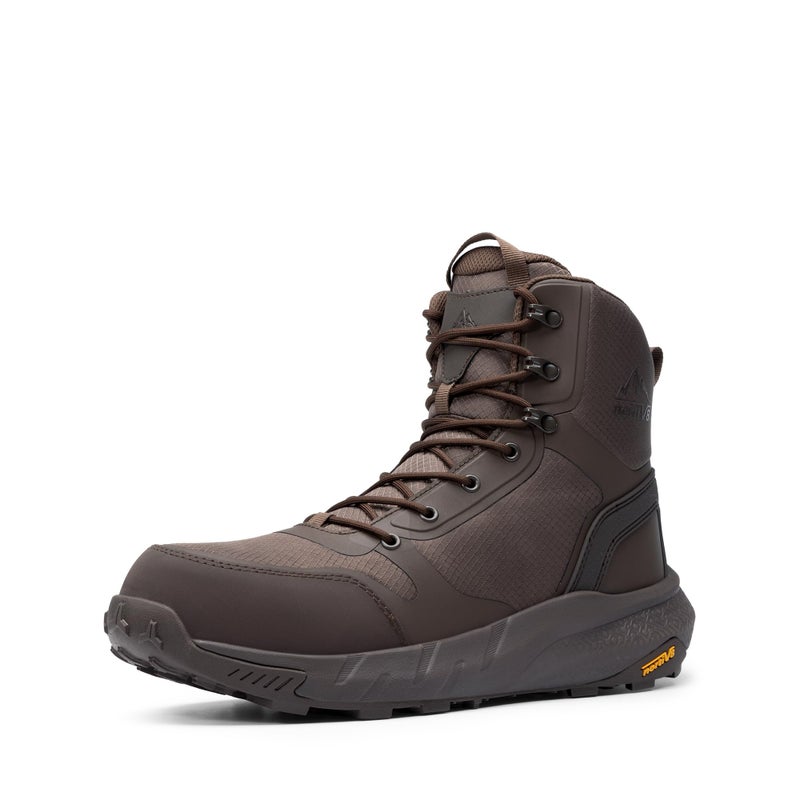NORTIV 8 Men's Composite Toe Work Boots â€“ 8'' Lightweight ASTM F2412-24 & ASTM F2913-24 Safety Boots with Side Zipper for Construction & Warehouse, Metrostrike-Nano,Size 7,Brown,NMUMIB2412 - Image 1