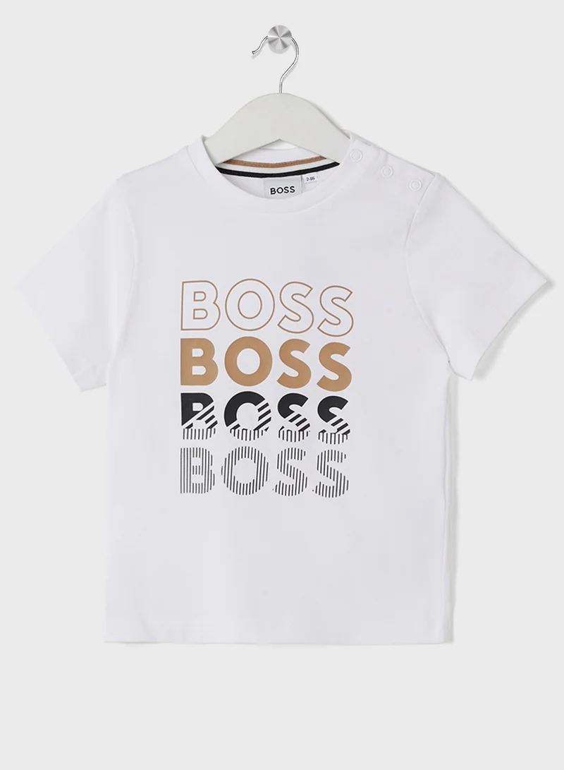 BOSS Kids' T-shirt in cotton jersey with repeat logos