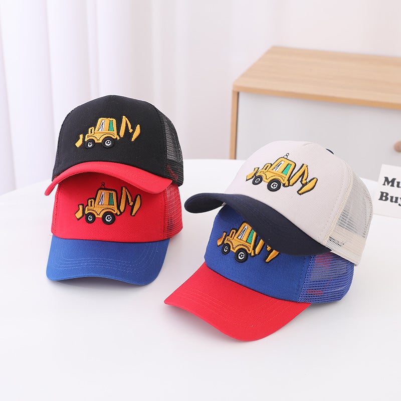 Excavator Kids Cap Mesh Summer Sun Hat Polyester - Image 3