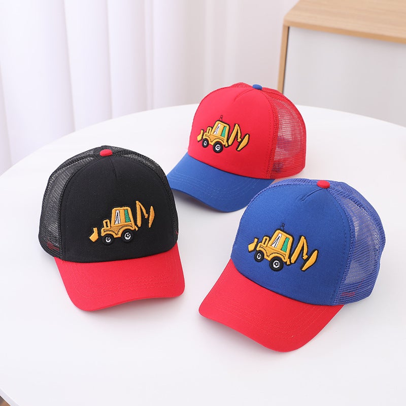 Excavator Kids Cap Mesh Summer Sun Hat Polyester - Image 4