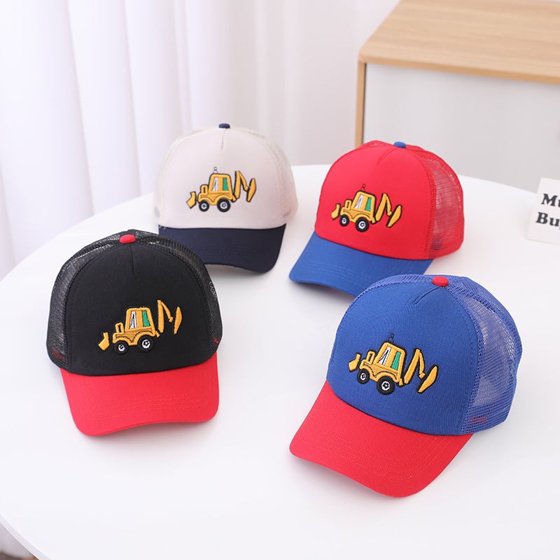Excavator Kids Cap Mesh Summer Sun Hat Polyester - Image 2
