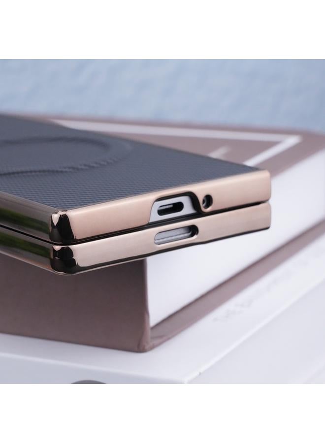 erorex Case For Samsung Galaxy Z Fold6 Plating Frame MagSafe Carbon Fiber Fold Phone Case - Image 5