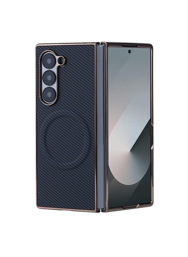 erorex Case For Samsung Galaxy Z Fold6 Plating Frame MagSafe Carbon Fiber Fold Phone Case - Image 1