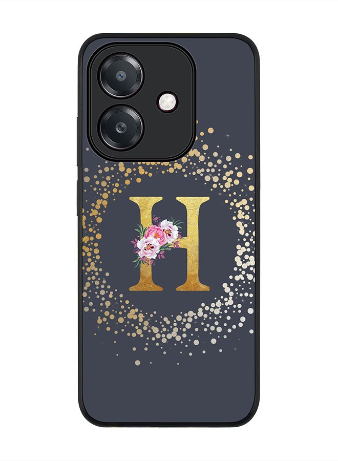 Stylizedd For Oppo A3x 4G / A3 4G Case,Slim fit Camera Protection, Shockproof Thin Phone cover - Custom Monogram Floral - H (Grey ) - Image 1