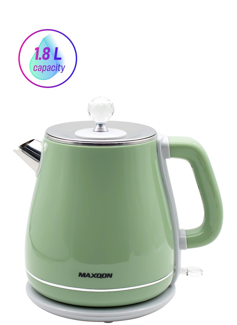 MAXQON Electric Kettle And Water Boiler 1.8L, Premium quality double-layer anti scalding, 304 Stainless steel, Boil-Dry Protection Cordless 360 degree rotational base, Coffee Tea Pot  - Image 1