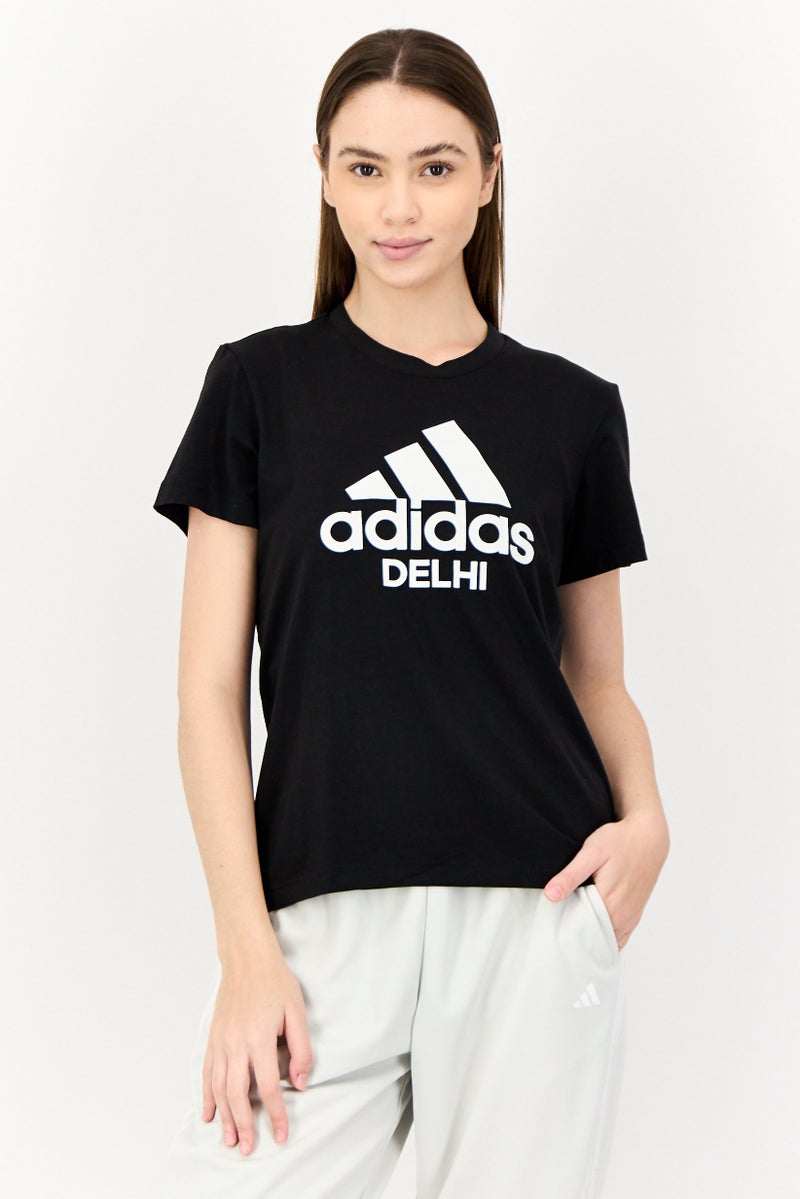 Adidas Women Sportswear Fit Delhi Outdoor T-Shirts, Black  - Image 1