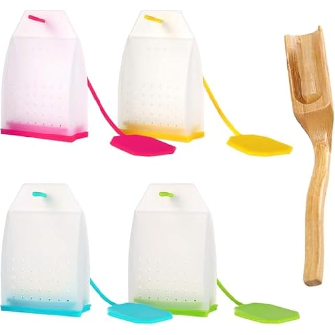 Silk Route Silicone Tea Infuser Reusable Tea Bag Candy Silicone Tea Infuser Strainer Set Reusable Loose Leaf Tea Bags Strainer Set Tea Filter With Spoon 4 Colors - Image 1