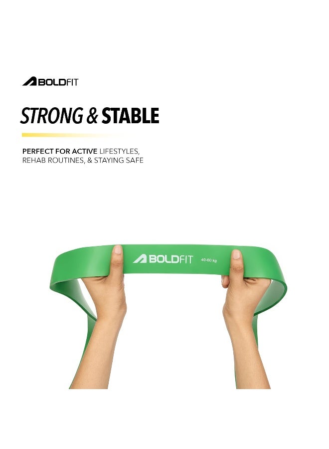 BOLDFIT شريط مقاومة ثقيل من المطاط الطبيعي لمجموعة تمارين&تمدد، أشرطة سحب للتمارين المنزلية وللجيم للرجال والنساء، أشرطة مقاومة، أشرطة حلقة، أشرطة تنغيم، خضراء (40-60 كجم) - Image 5