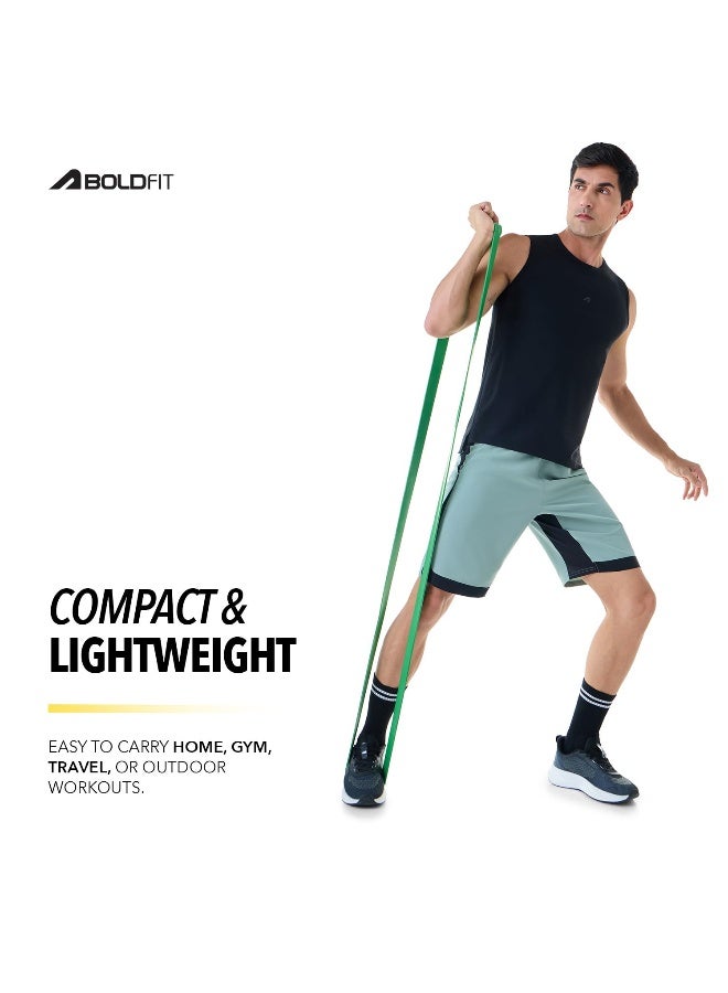 BOLDFIT شريط مقاومة ثقيل من المطاط الطبيعي لمجموعة تمارين&تمدد، أشرطة سحب للتمارين المنزلية وللجيم للرجال والنساء، أشرطة مقاومة، أشرطة حلقة، أشرطة تنغيم، خضراء (40-60 كجم) - Image 2