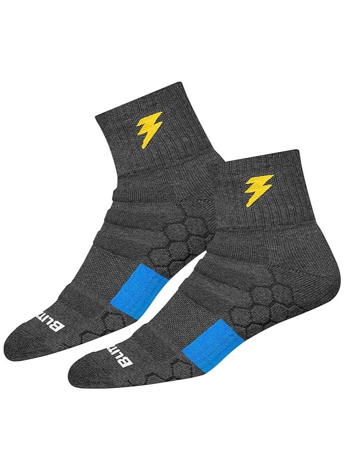 بليتزوكس جوارب BLITZSOX عالية الأداء رياضية بطول الكاحل للرجال والنساء (التنس، كرة الريشة، الجري، صالة الألعاب الرياضية)، حزمة من 3 (مقاس المملكة المتحدة 7-11، رمادي، أزرق مخضر، أسود) - Image 5