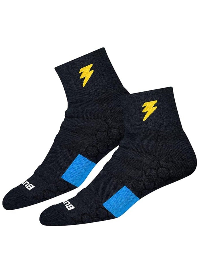 بليتزوكس جوارب BLITZSOX عالية الأداء رياضية بطول الكاحل للرجال والنساء (التنس، كرة الريشة، الجري، صالة الألعاب الرياضية)، حزمة من 3 (مقاس المملكة المتحدة 7-11، رمادي، أزرق مخضر، أسود) - Image 3