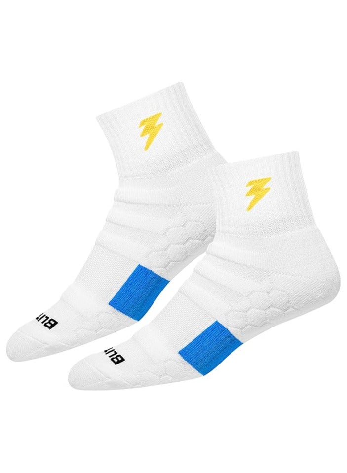 بليتزوكس جوارب BLITZSOX عالية الأداء رياضية بطول الكاحل للرجال والنساء (التنس، كرة الريشة، الجري، صالة الألعاب الرياضية)، حزمة من 3 (مقاس المملكة المتحدة 7-11، رمادي، أزرق مخضر، أسود) - Image 4