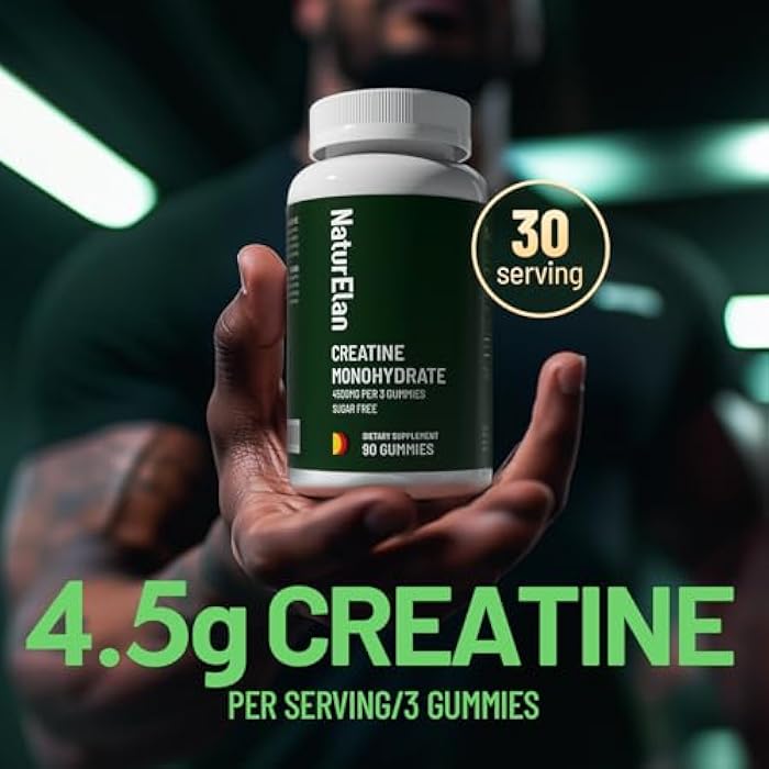 NaturElan جواهر الكرياتين مونوهيدرات للرجال والنساء - إمداد لشهر واحد، نمو العضلات، القوة والتعافي الأسرع، خالي من السكر، نباتي، خالي من الجلوتين، غير معدل وراثيًا، بنكهة التوت، مختبر من طرف ثالث - 90 جواهر - Image 2