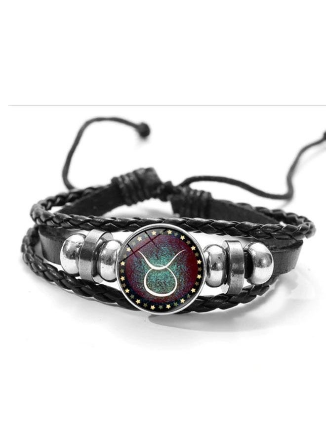 5esha - Twelve Constellations Gemstone Retro Handmade Beaded Leather Bracelet - Image 1