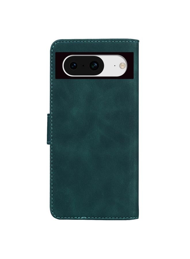 Green Tiger Case For Google Pixel 8 Skin Feel Pure Color Flip Leather Phone Case - Image 3