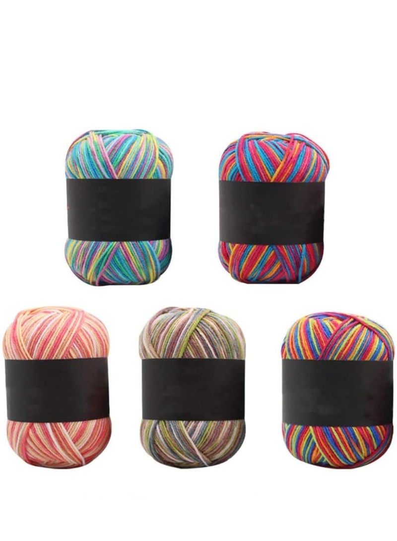 5 Rolls Crochet Yarn, Gradient Rainbow Milk cotton yarn, Soft Knitting Yarn, Hand Weaving Yarn, Crochet Thread, DIY (Multicolor) - Image 1